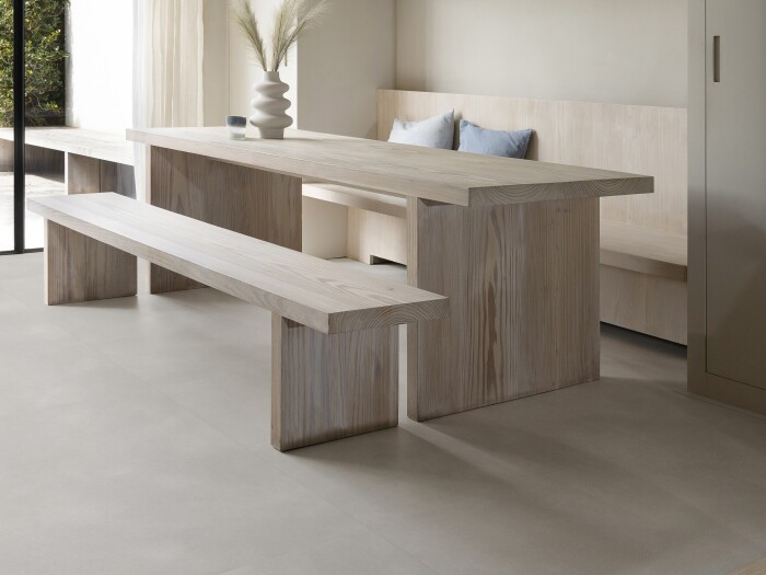 Betonlook PVC vloer met vloerverwarming - Moduleo Roots Coastal Spirit Mattina 46930 - Glyde oak 22246 - Knulst Amsterdam Utrecht Nunspeet